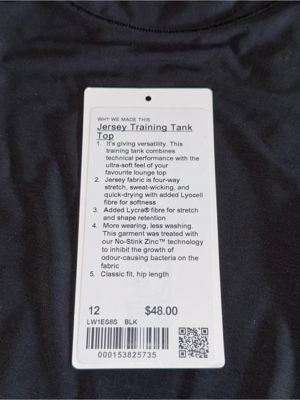Lululemon Jersey Training Tank Top in Black Size 12 - Picture 11 of 11